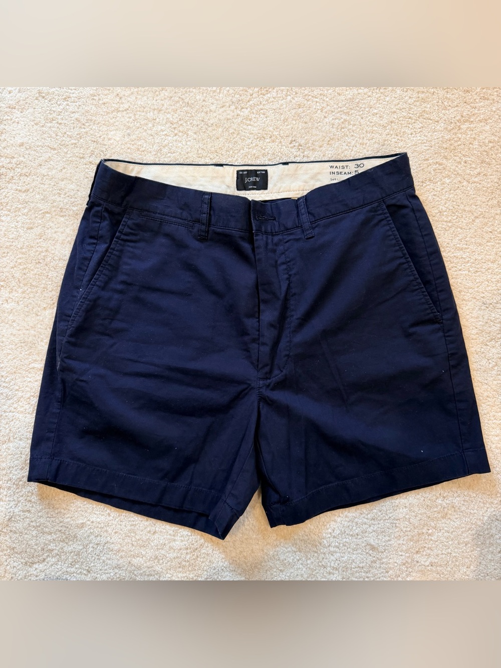 J. Crew Men's Navy Flat-Front Chino Shorts